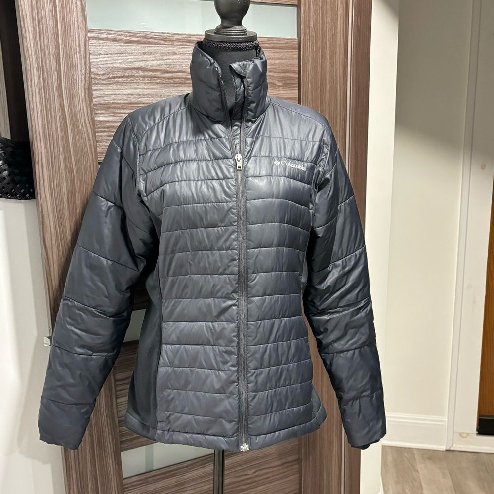 Columbia Jacket Powder Pillow Lightweight Black Insulated Hybrid Coat